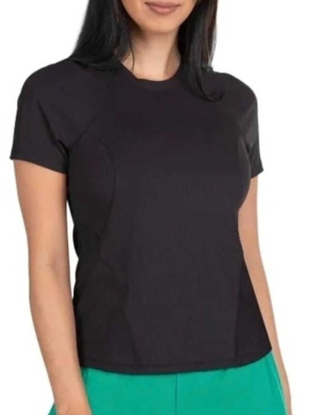 NWT Spyder Active Women’s L Black Short-Sleeve Performance Shirt UPF 50+